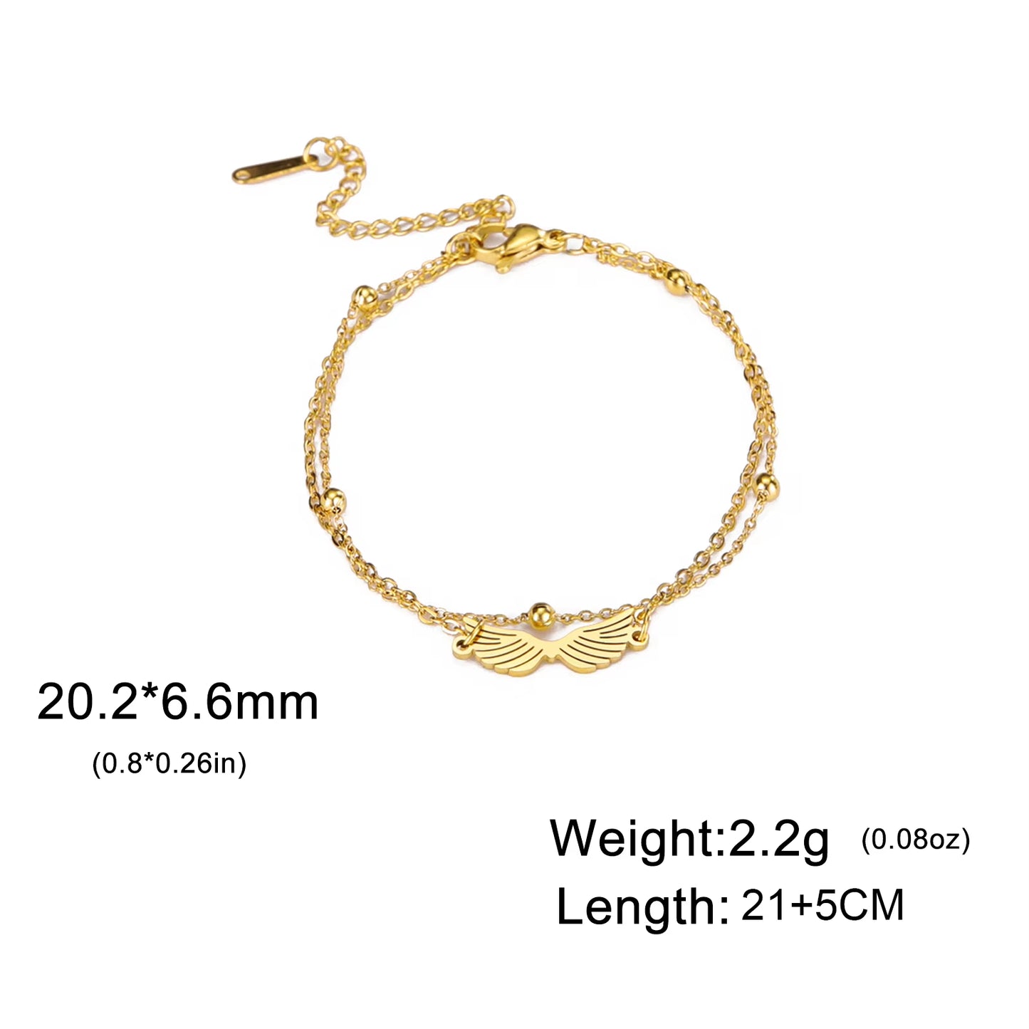 Chaines de cheville plume en acier inoxydable couleur or et argent