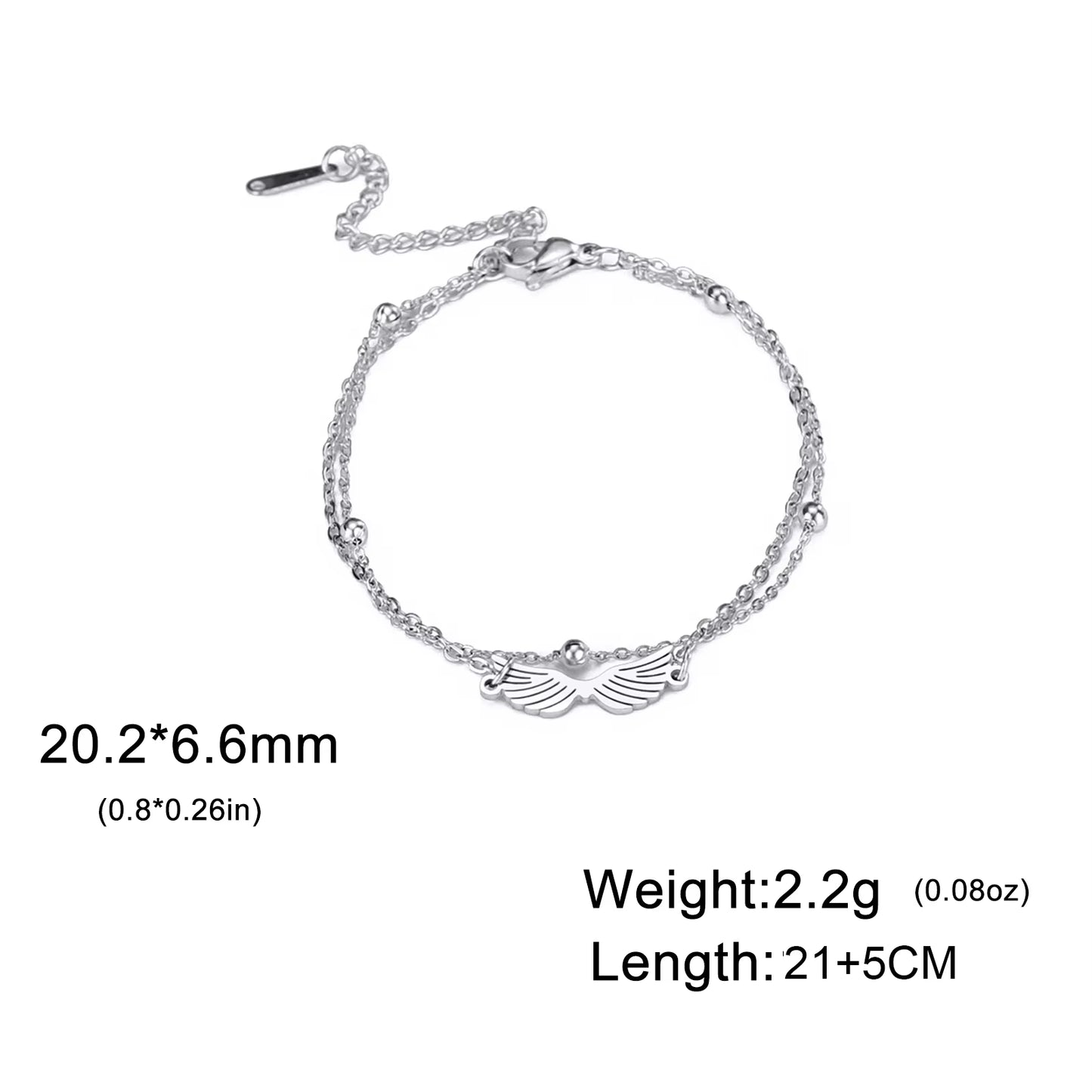 Chaines de cheville plume en acier inoxydable couleur or et argent