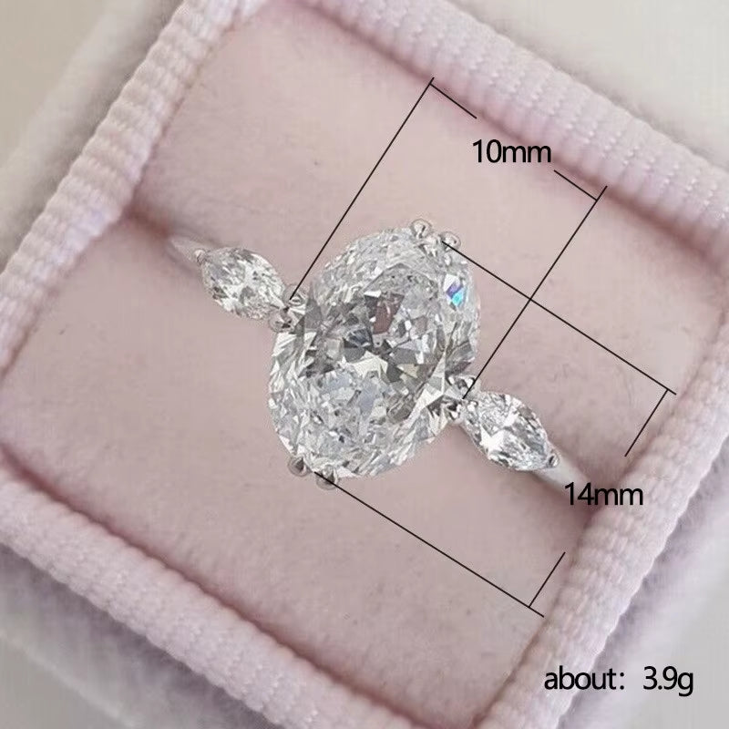 Bague Argent sterling 925 ovale zircon cubique cristaux