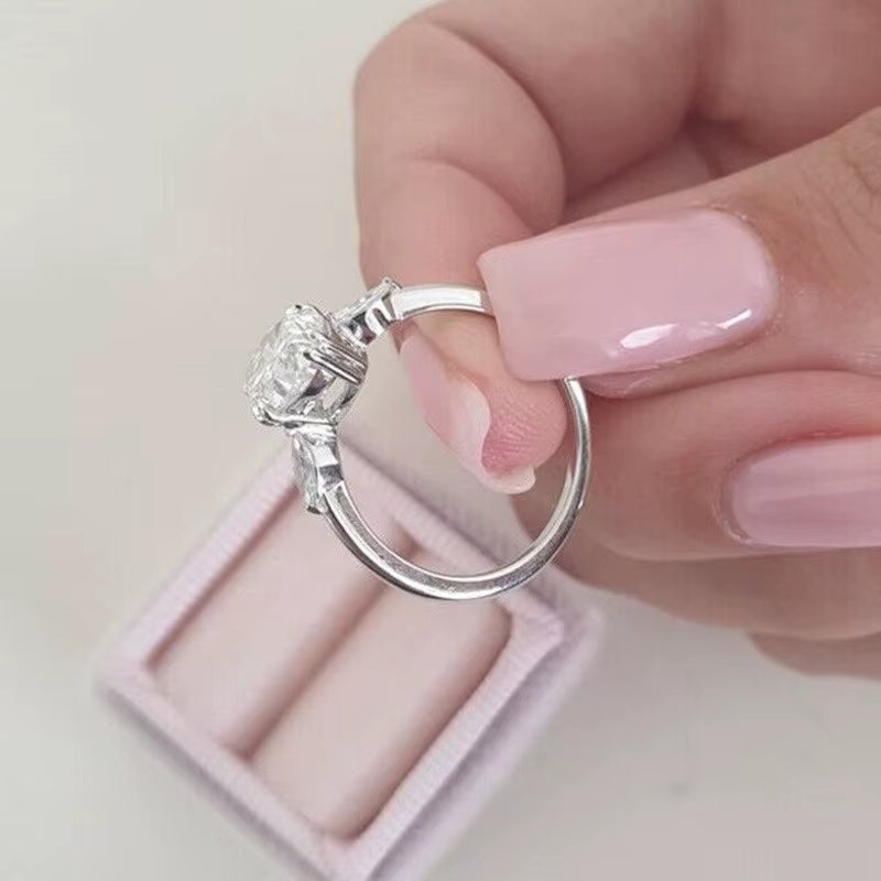 Bague Argent sterling 925 ovale zircon cubique cristaux