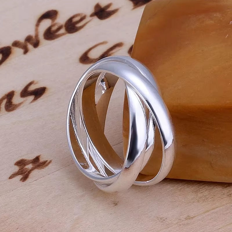 Bague anneaux de fiançailles croisés argent sterling 925