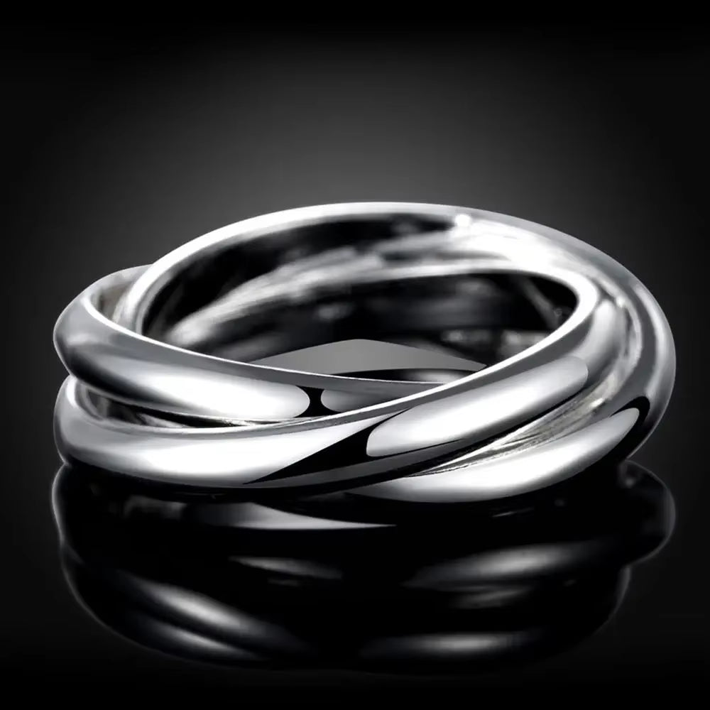 Bague anneaux de fiançailles croisés argent sterling 925