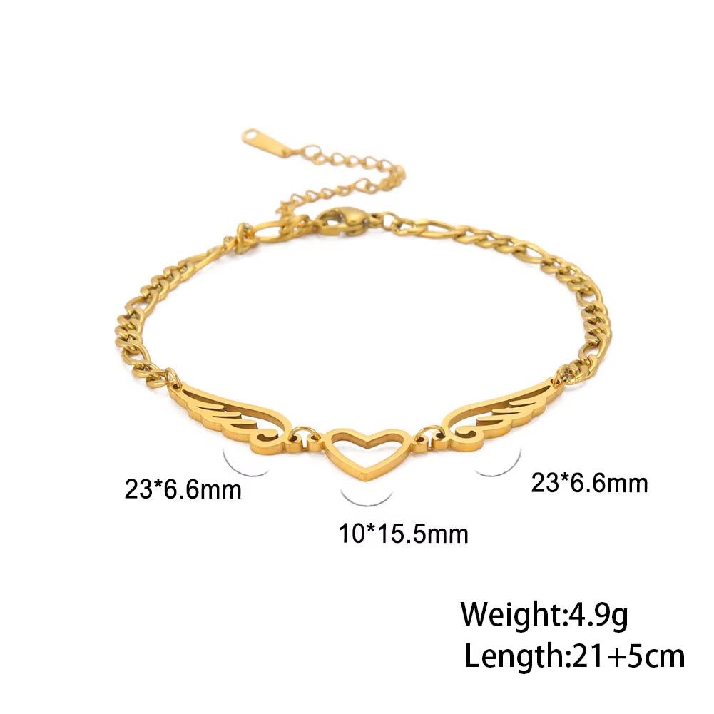 Chaines de cheville plume en acier inoxydable couleur or et argent