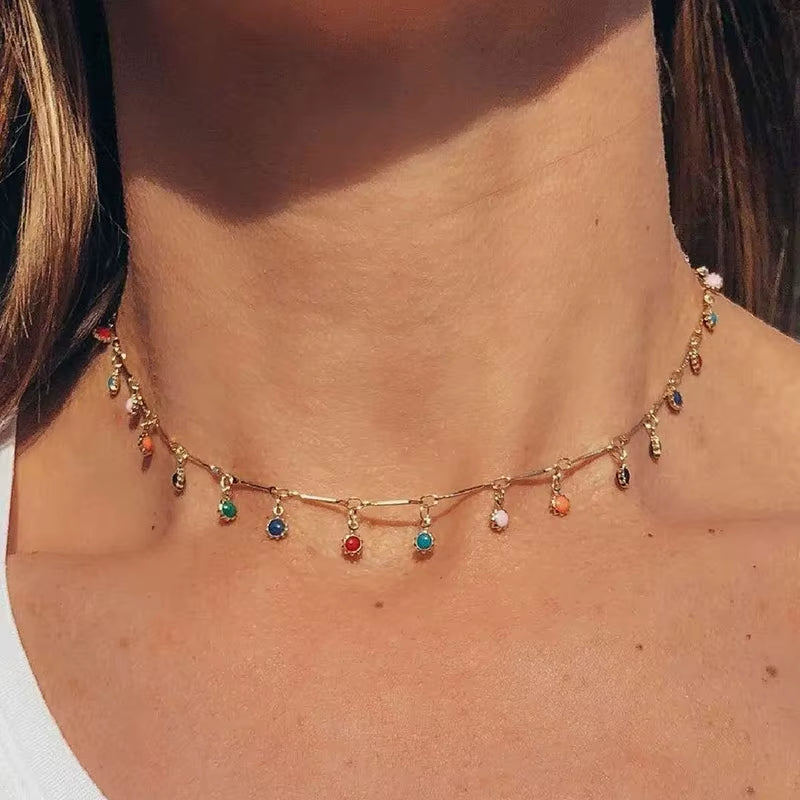 Collier à pampilles couleurs bonbon