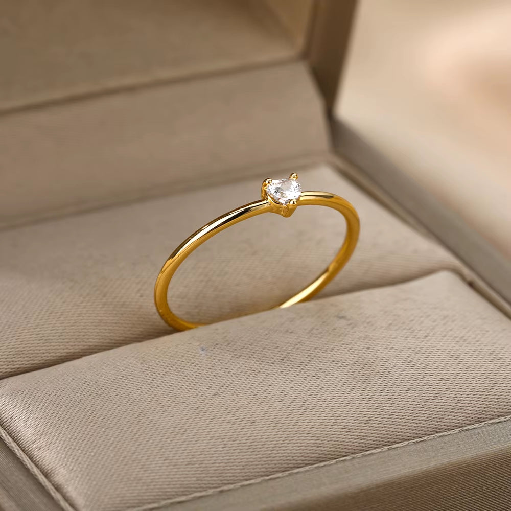 Zircon Little Heart Rings for Women Minimalism Heart Ring Stainless Steel Finger Dainty Ring Valentine Gifts Free Shipping