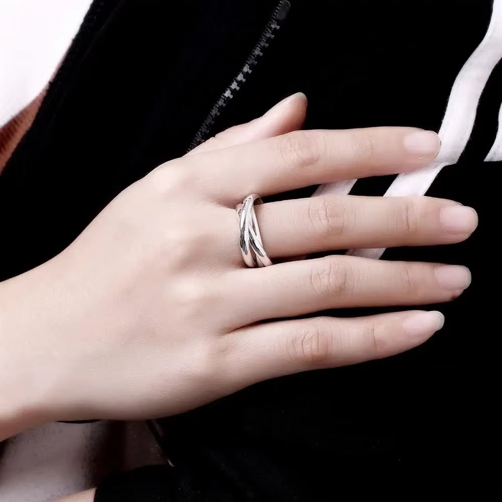 Bague anneaux de fiançailles croisés argent sterling 925