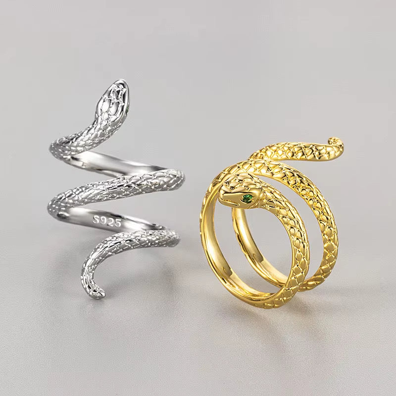 Bague serpent argent sterling 925 et doré