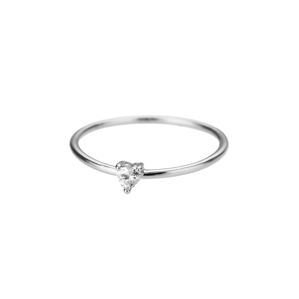 Zircon Little Heart Rings for Women Minimalism Heart Ring Stainless Steel Finger Dainty Ring Valentine Gifts Free Shipping