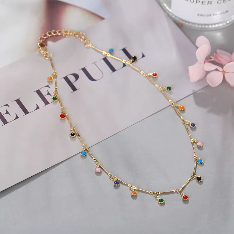 Collier à pampilles couleurs bonbon