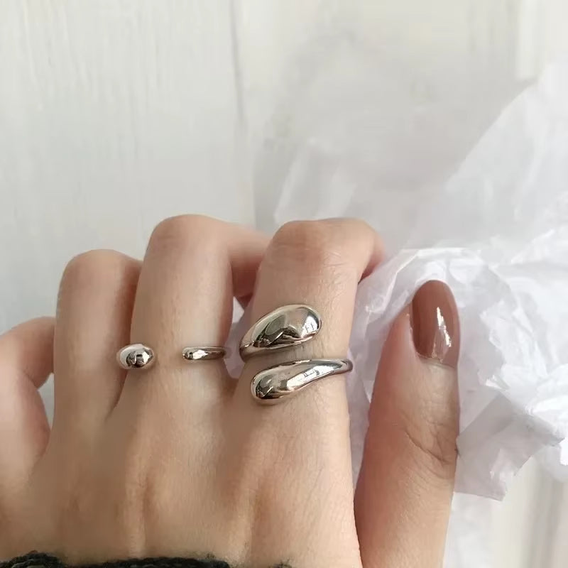 Bagues argent 925 sterling Gouttes d'eau lisses