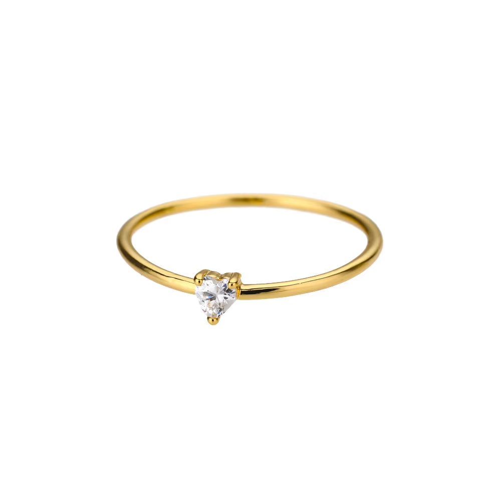 Zircon Little Heart Rings for Women Minimalism Heart Ring Stainless Steel Finger Dainty Ring Valentine Gifts Free Shipping