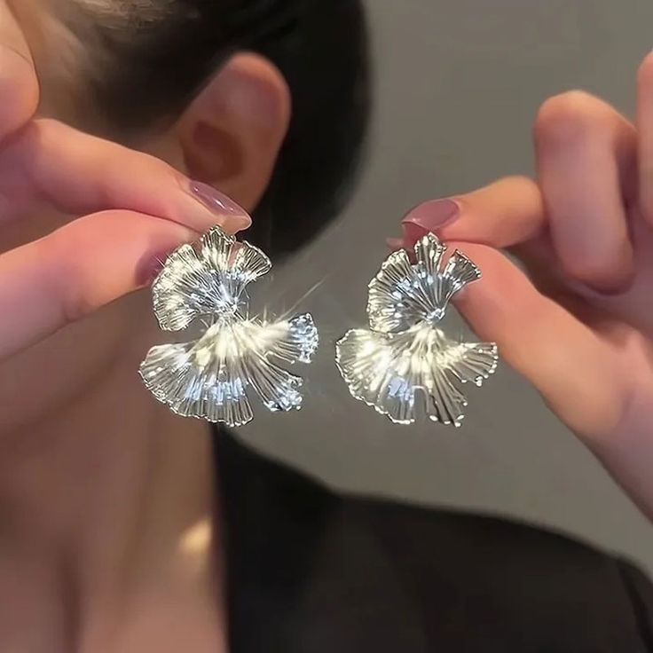 Boucles d'oreilles fleurs de Ginkgo en Argent 925 et doré