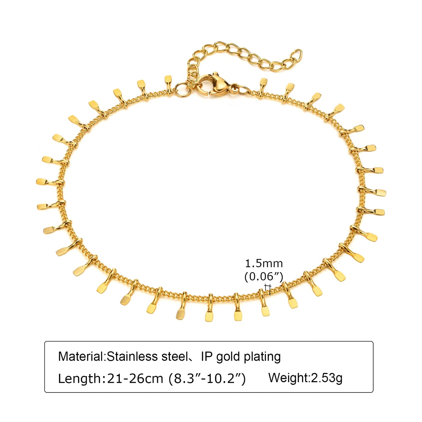 Chaine de cheville à perles dorés