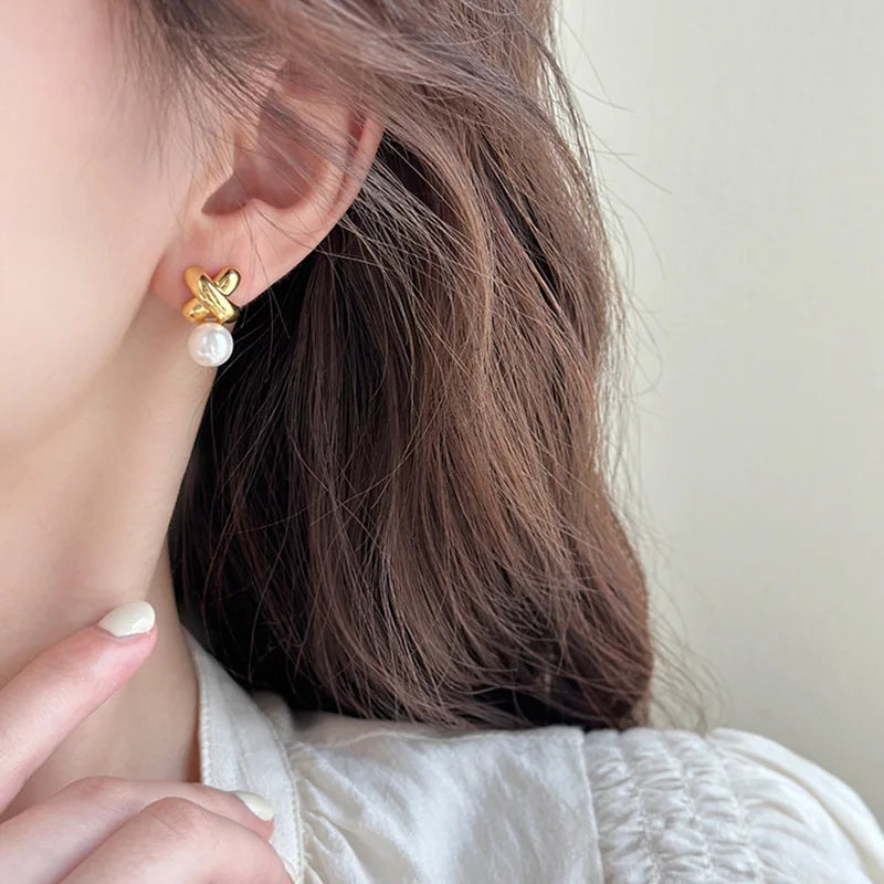 Boucles d'oreilles Perles à pointes croisées