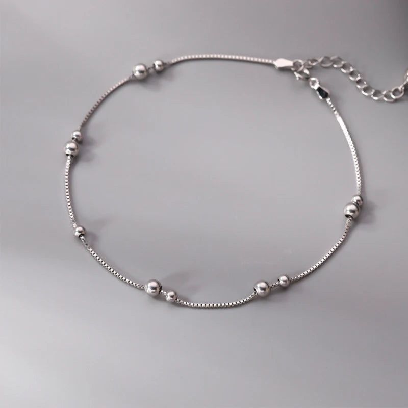 Chaine de chevilles à perles en Argent 925