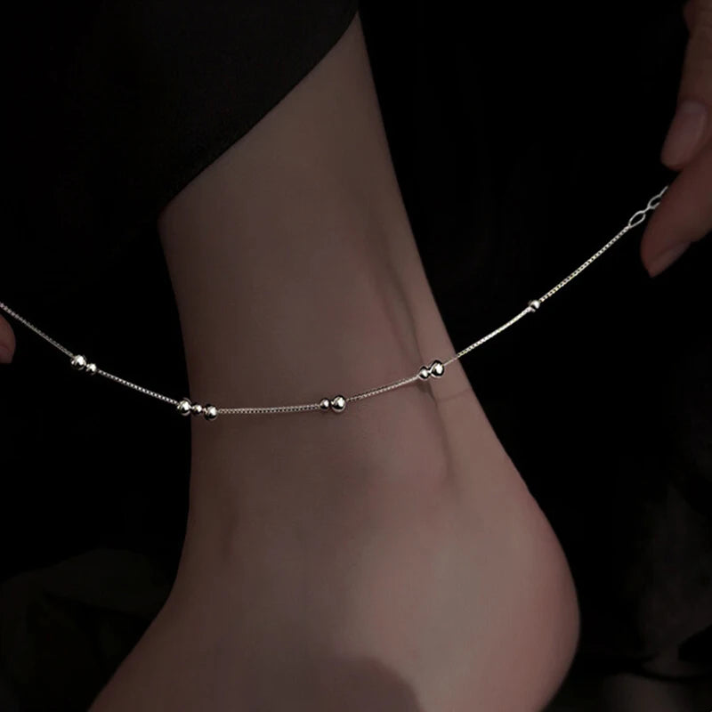 Chaine de chevilles à perles en Argent 925