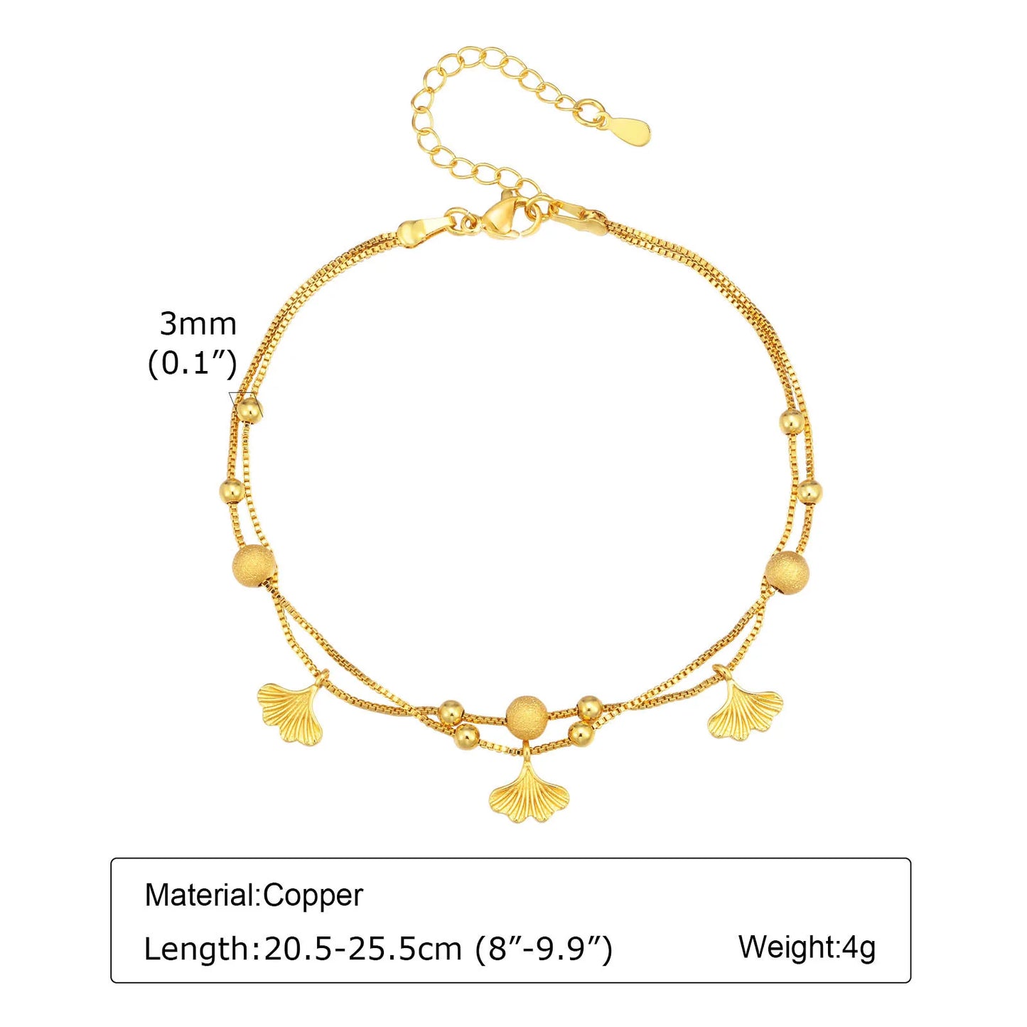 Chaine de cheville à perles dorés