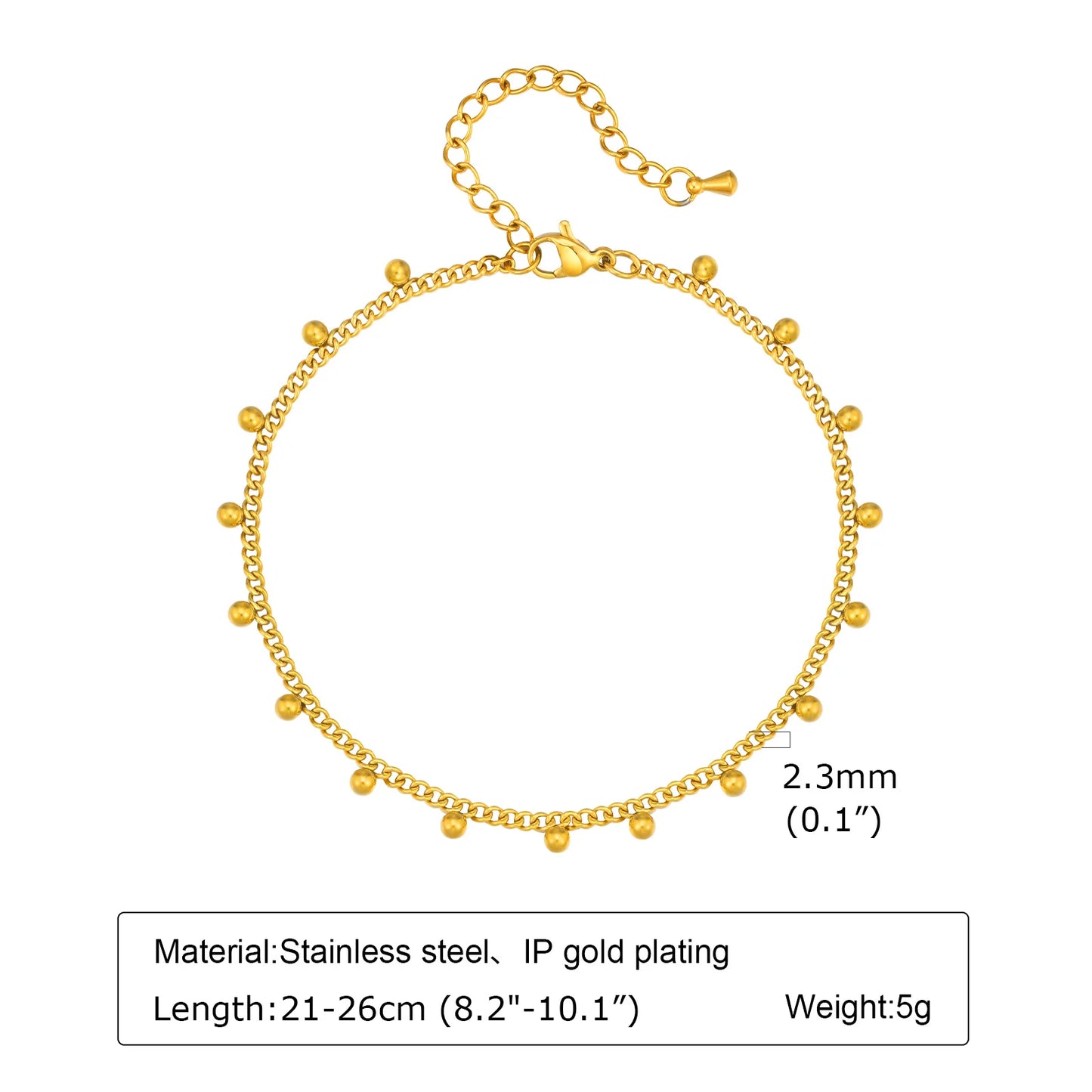 Chaine de cheville à perles dorés