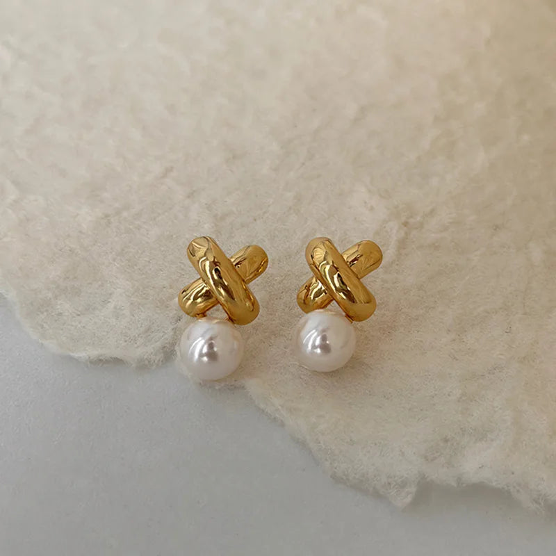 Boucles d'oreilles Perles à pointes croisées