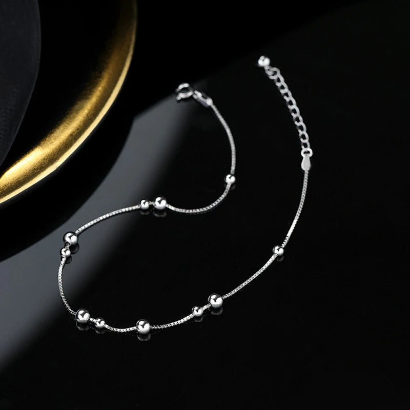 Chaine de chevilles à perles en Argent 925