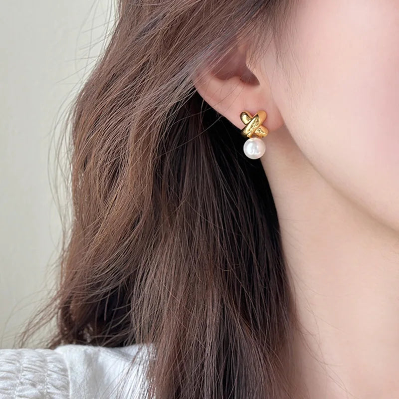 Boucles d'oreilles Perles à pointes croisées