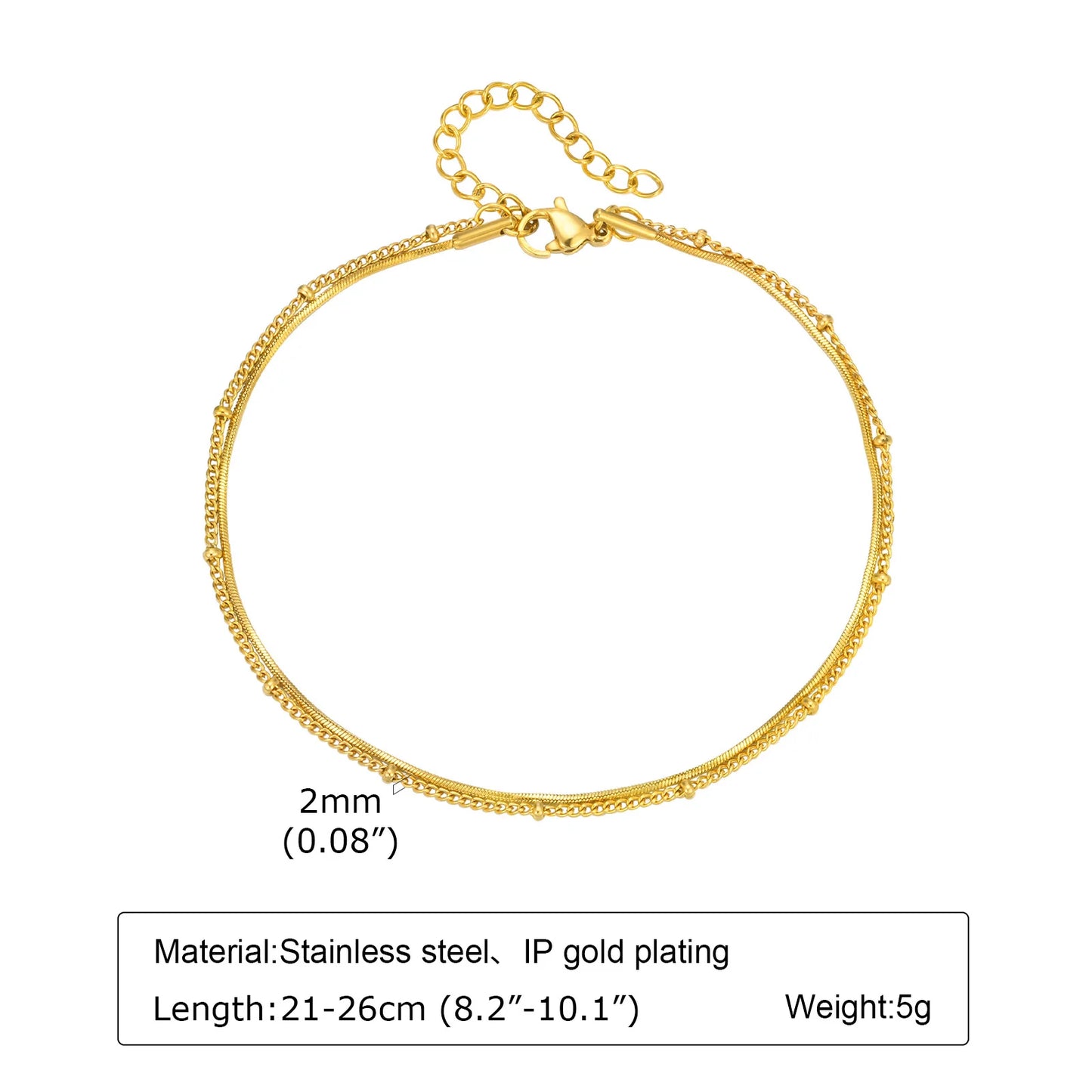 Chaine de cheville à perles dorés