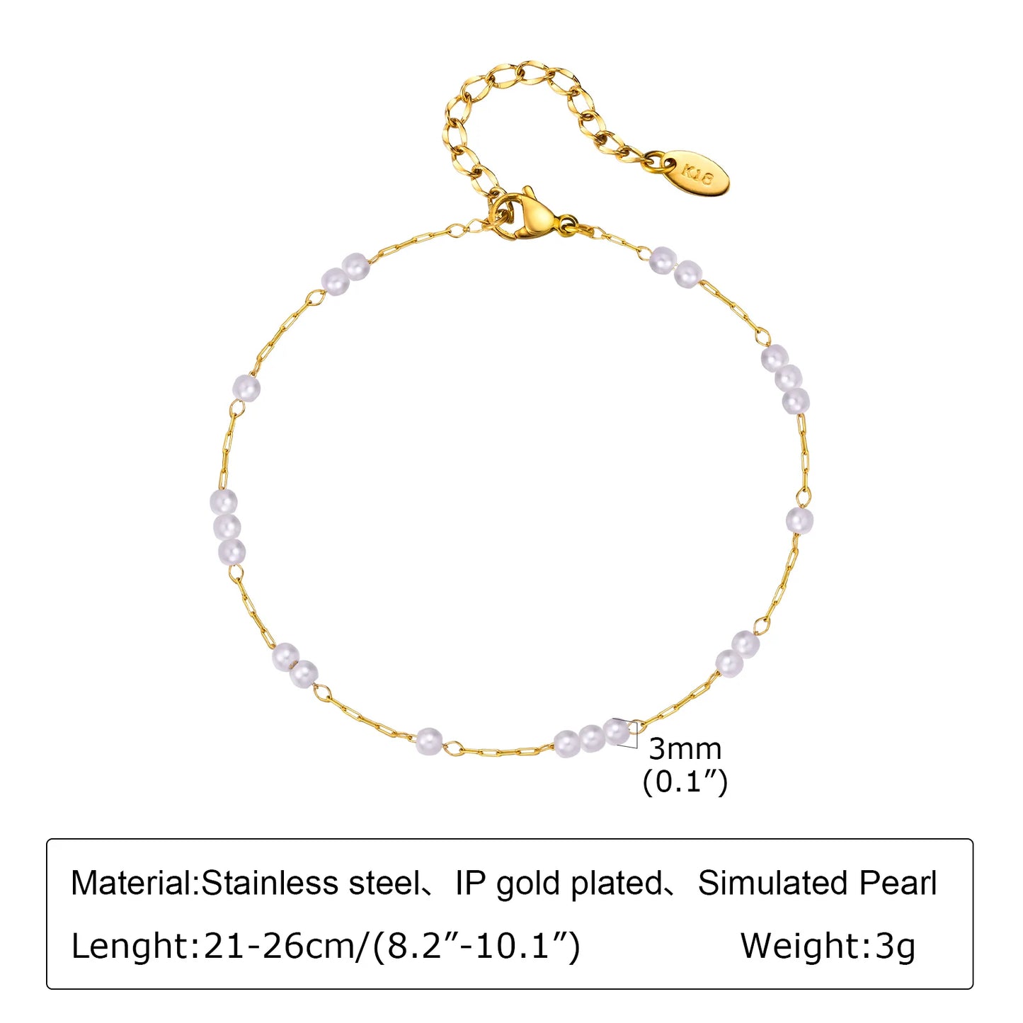Chaine de cheville à perles dorés
