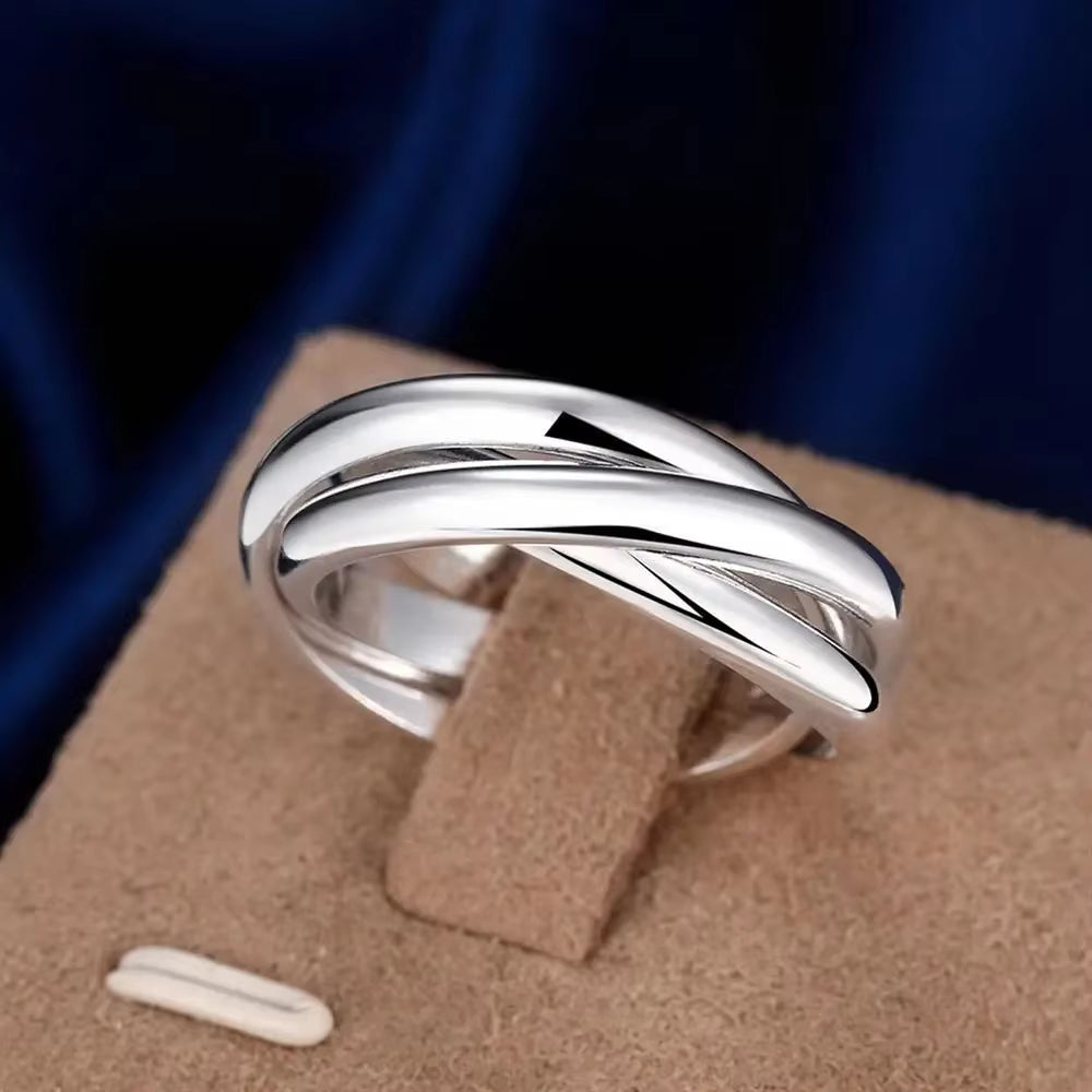 Bague anneaux de fiançailles croisés argent sterling 925