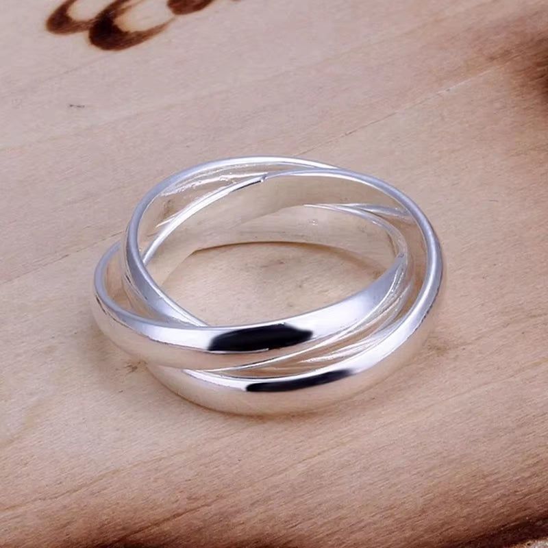 Bague anneaux de fiançailles croisés argent sterling 925