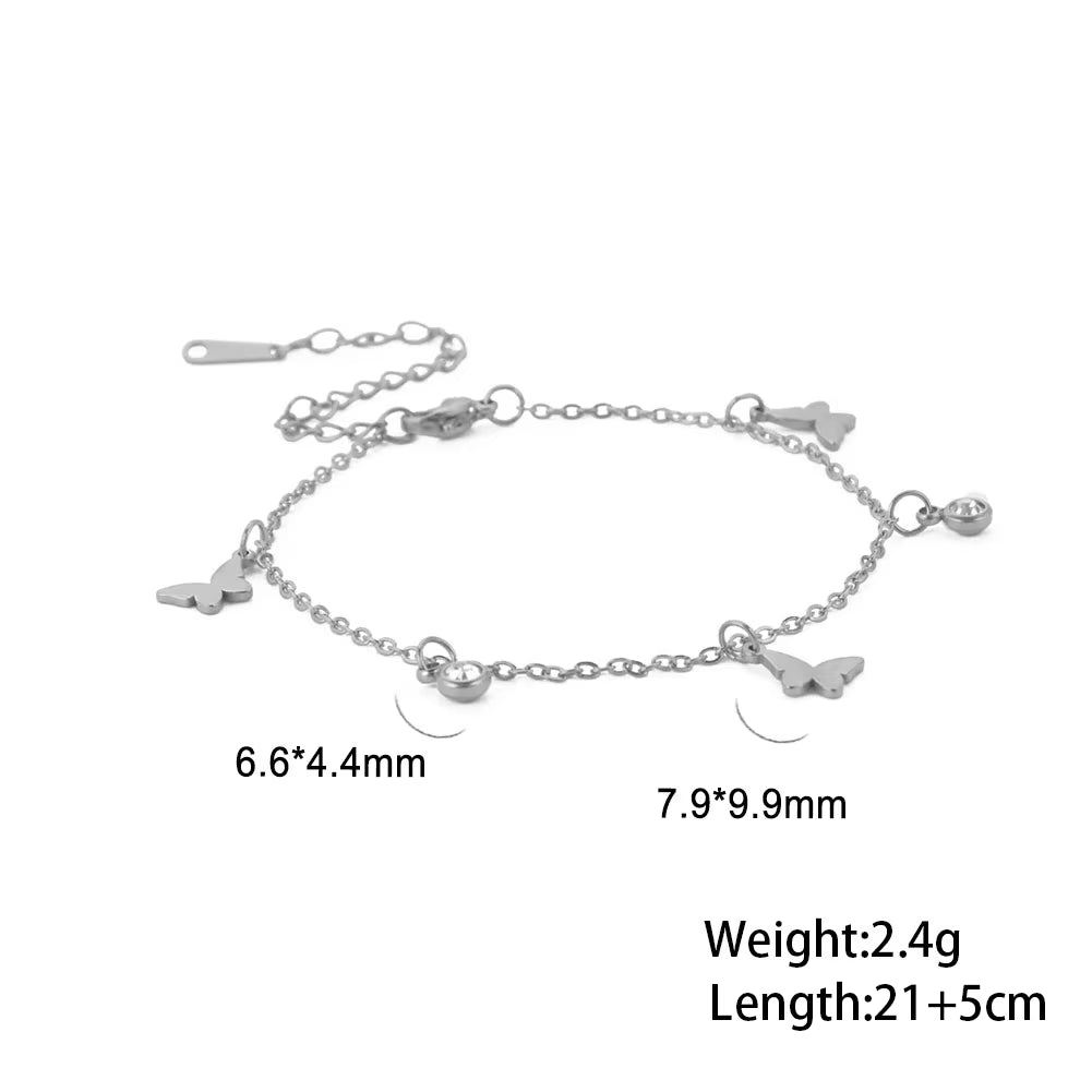Chaines de cheville plume en acier inoxydable couleur or et argent