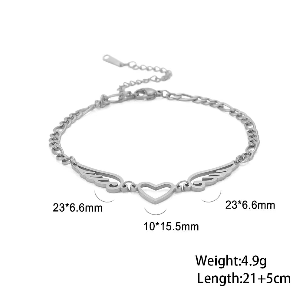 Chaines de cheville plume en acier inoxydable couleur or et argent