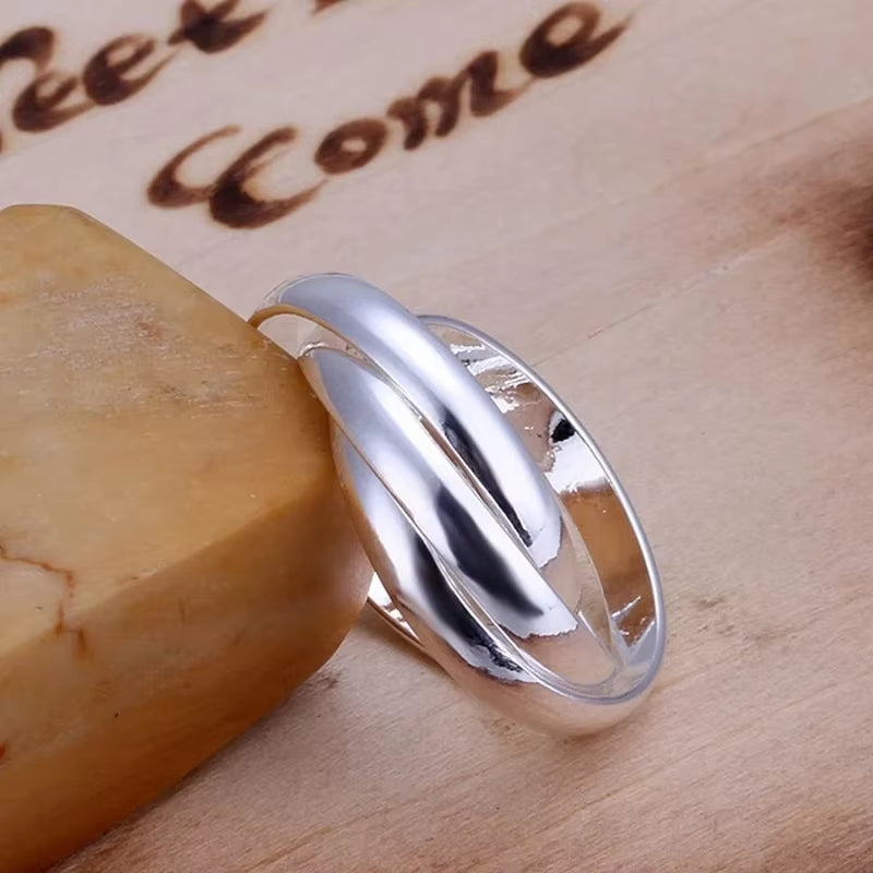 Bague anneaux de fiançailles croisés argent sterling 925