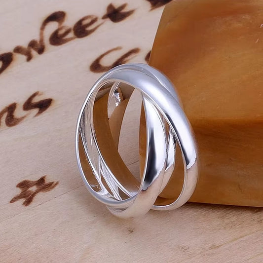 Bague anneaux de fiançailles croisés argent sterling 925