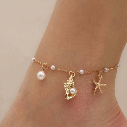 Chaine de cheville avec pendentifs marin