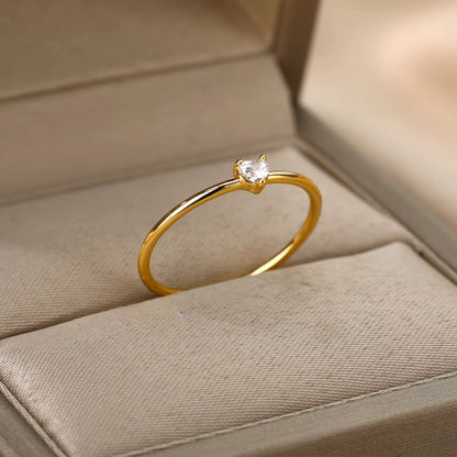 Zircon Little Heart Rings for Women Minimalism Heart Ring Stainless Steel Finger Dainty Ring Valentine Gifts Free Shipping