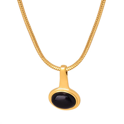 Stainless Steel Snake Bone Chain Necklace Women Black Glass Bead Pendant Girl Aesthetic Necklace Neogothic Jewelry Accessories
