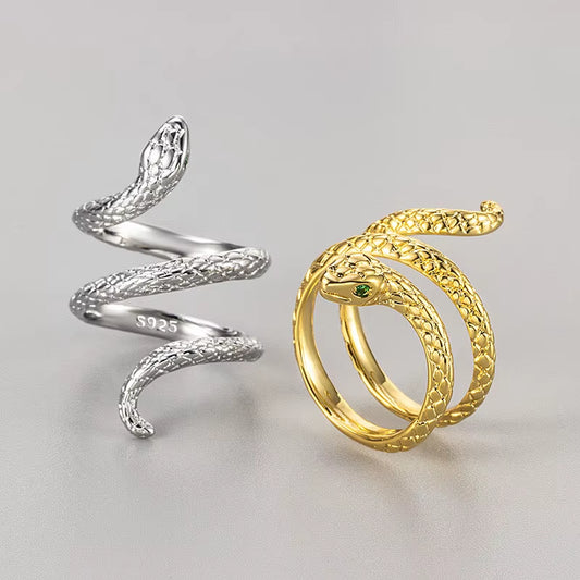 Bague serpent argent sterling 925 et doré