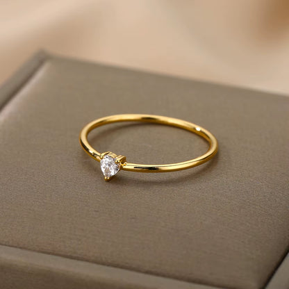 Zircon Little Heart Rings for Women Minimalism Heart Ring Stainless Steel Finger Dainty Ring Valentine Gifts Free Shipping