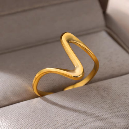 Anneau vintage vague en argent et acier inoxydable