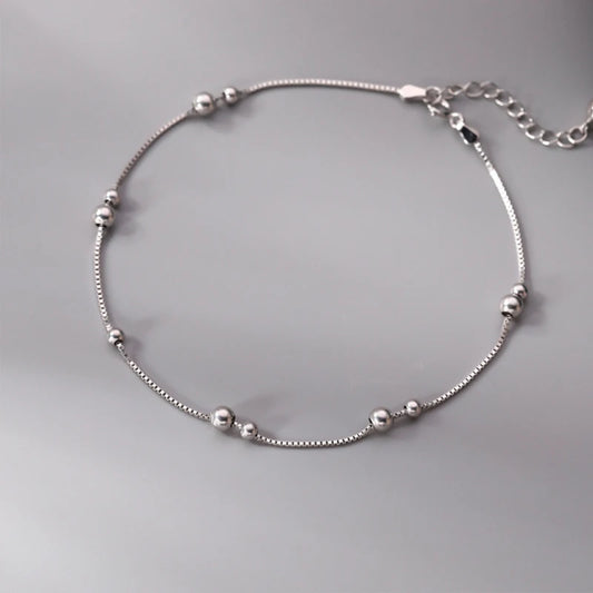 Chaine de chevilles  à perles en Argent 925 