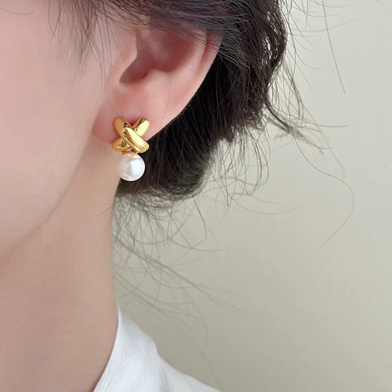 Boucles d'oreilles Perles à pointes croisées