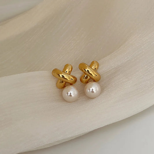 Boucles d'oreilles Perles à pointes croisées