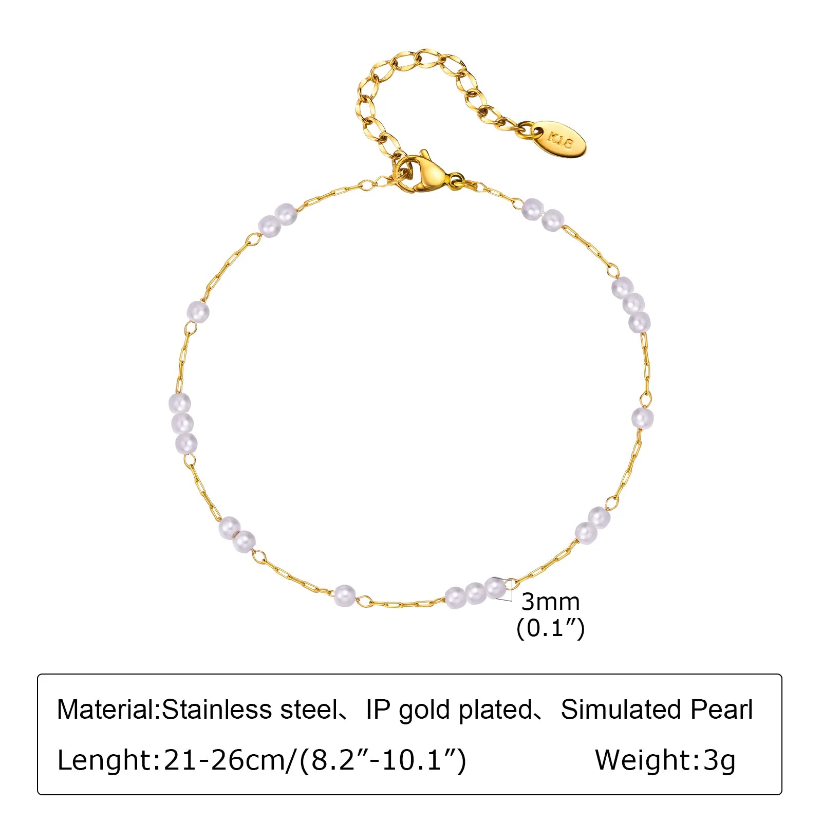 Chaine de cheville à perles dorés 