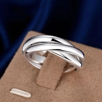 Bague anneaux de fiançailles croisés argent sterling 925