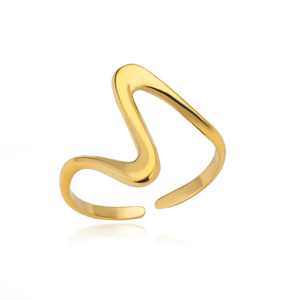 Anneau vintage vague en argent et acier inoxydable