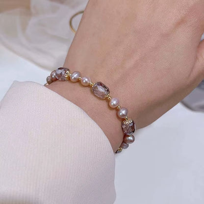 Bracelet en perle violettes réglable